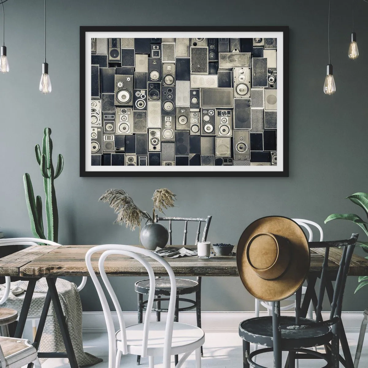 Poster in black frame - And Music Is Playing - 40x30 cm
