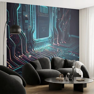 Photo Wallpaper Premium Sand - I Was Just Thinking… - Technology, Computer, Processor - 250x175 cm