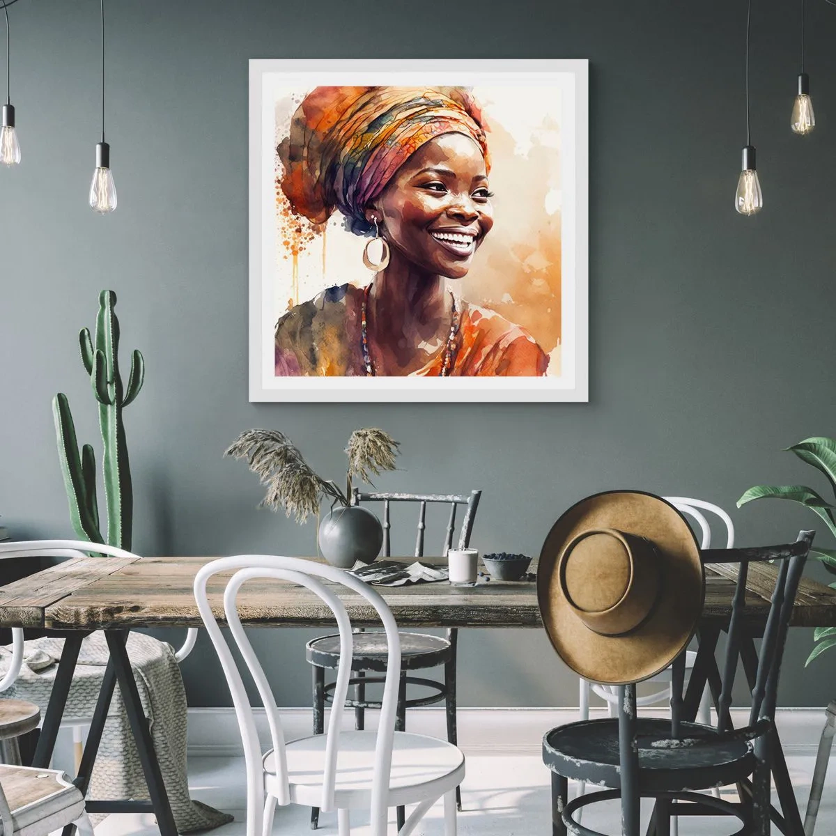 Poster in white frmae - African Queen - 40x40 cm