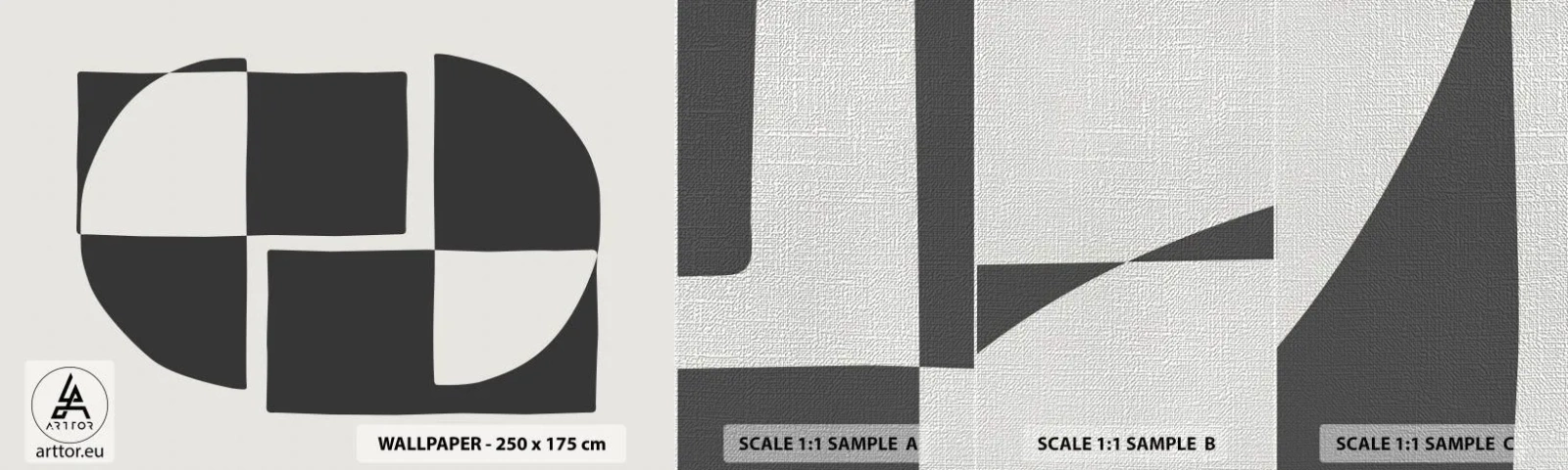 Photo Wallpaper Sample Premium Canvas - Antithesis-Synthesis - Abstraction, Piece, Black and white - 100x30 cm