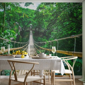 Photo Wallpaper Premium Canvas - Small Bridge over the Green - Landscape, Jungle, Philippines - 450x315 cm