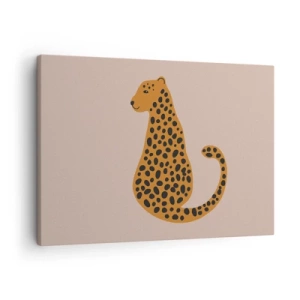 Canvas picture - A minimalist drawing of a panther on a beige background - 70x50cm - Leopard Print Is Fashionable - Modern wall decoration for the living room and bedroom ARTTOR