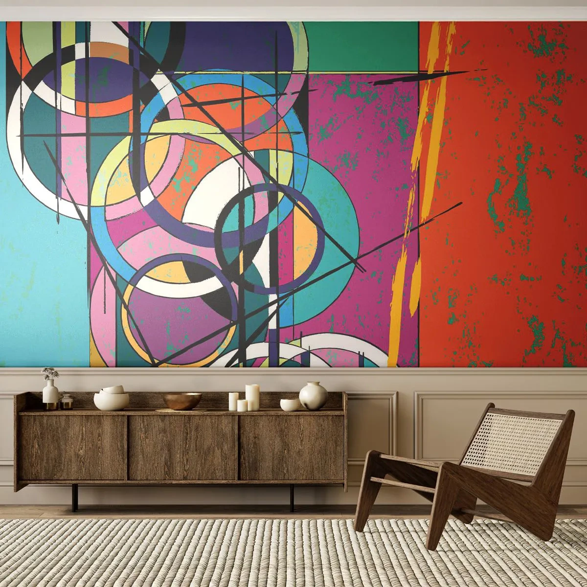 Self-Adhesive Photo Wallpaper Deluxe Sticker - Wheels Go Round and Round - Abstraction, Piece, Graphics - 100x70 cm