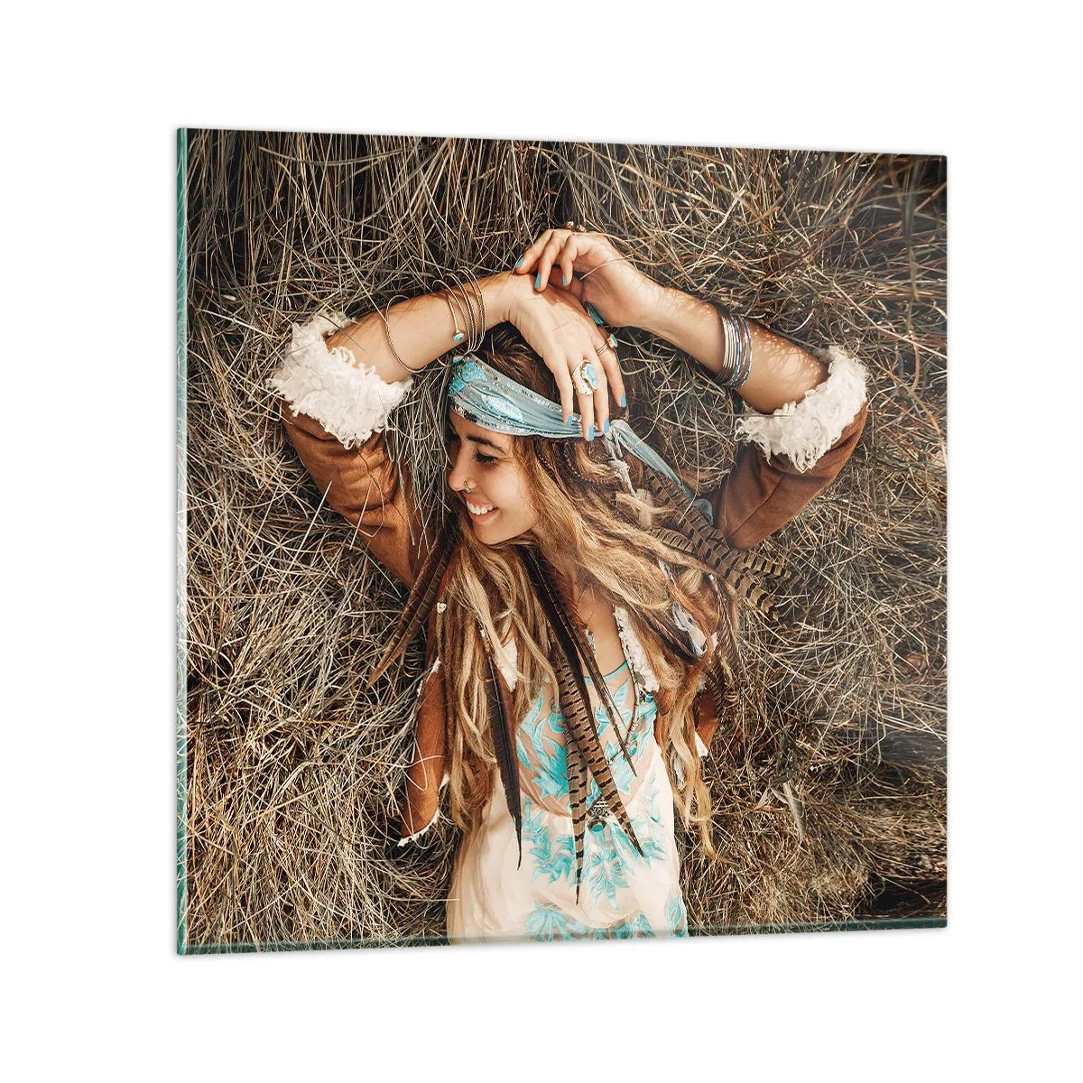 Glass picture - On the Way to the Summer of Love - 60x60 cm