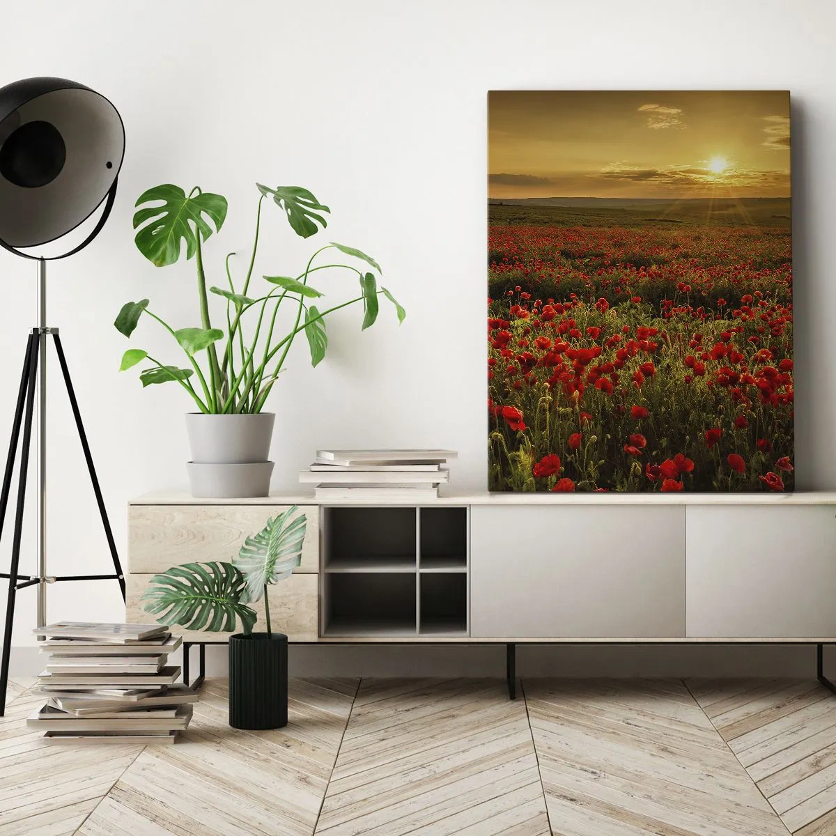 Canvas picture - In the Meadow, among Flood of Flowers - 45x80 cm