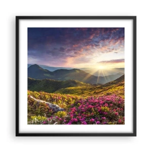Poster in black frame - Freshness of Mountain Morning - 50x50 cm