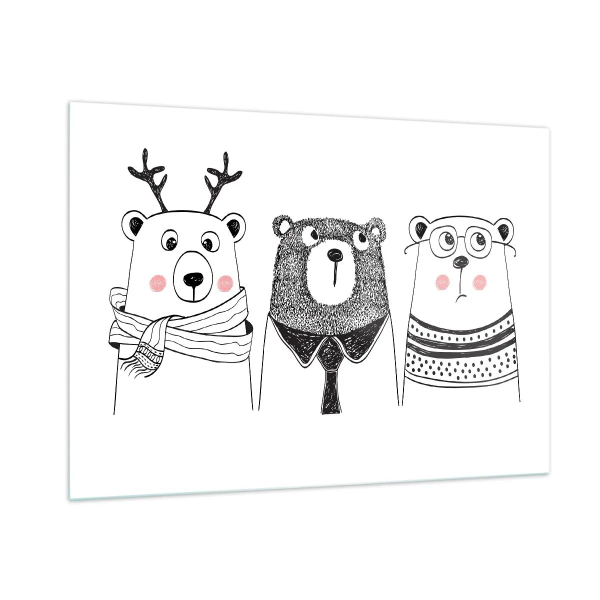 Glass picture - One Teddy, Two Teddies, Three Teddies - 100x70 cm