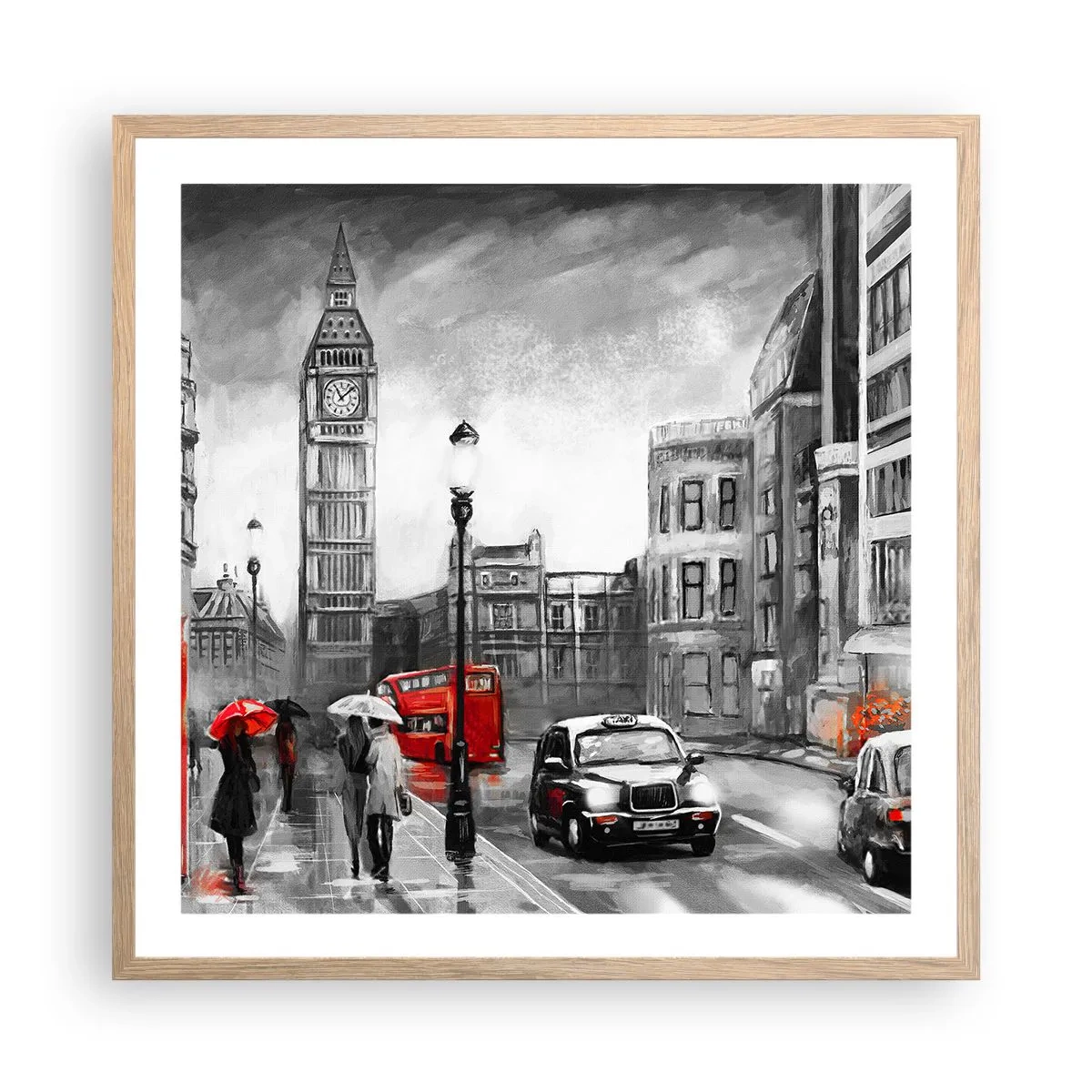 Poster in light oak frame - Not Such a Grey City - 60x60 cm