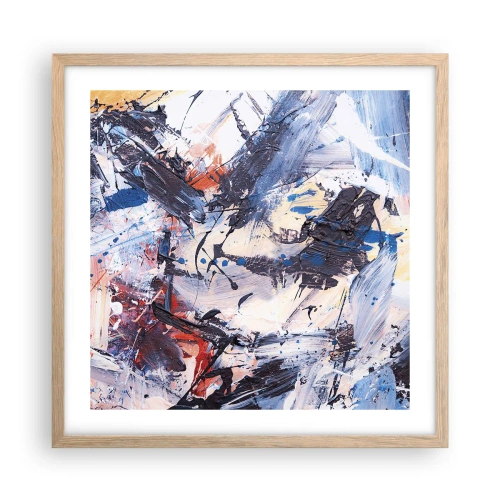 Poster in light oak frame - Crazy Dance of Abstraction - 50x50 cm