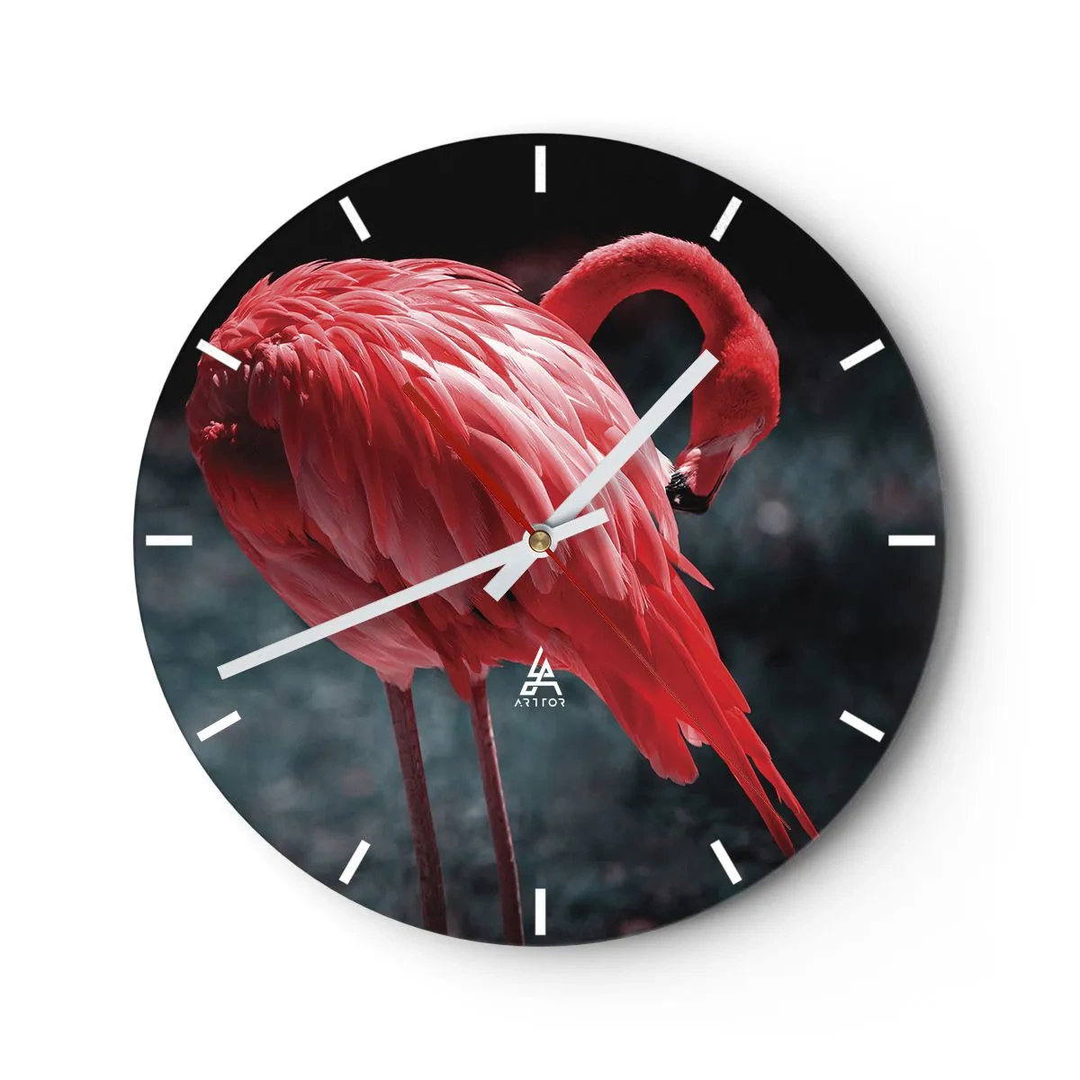Wall clock - Clock on glass - Crimson Poem of Nature - 40x40 cm
