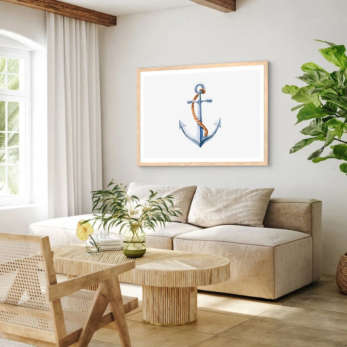 Poster in light oak frame - Ahoy Adventure! - 50x40 cm