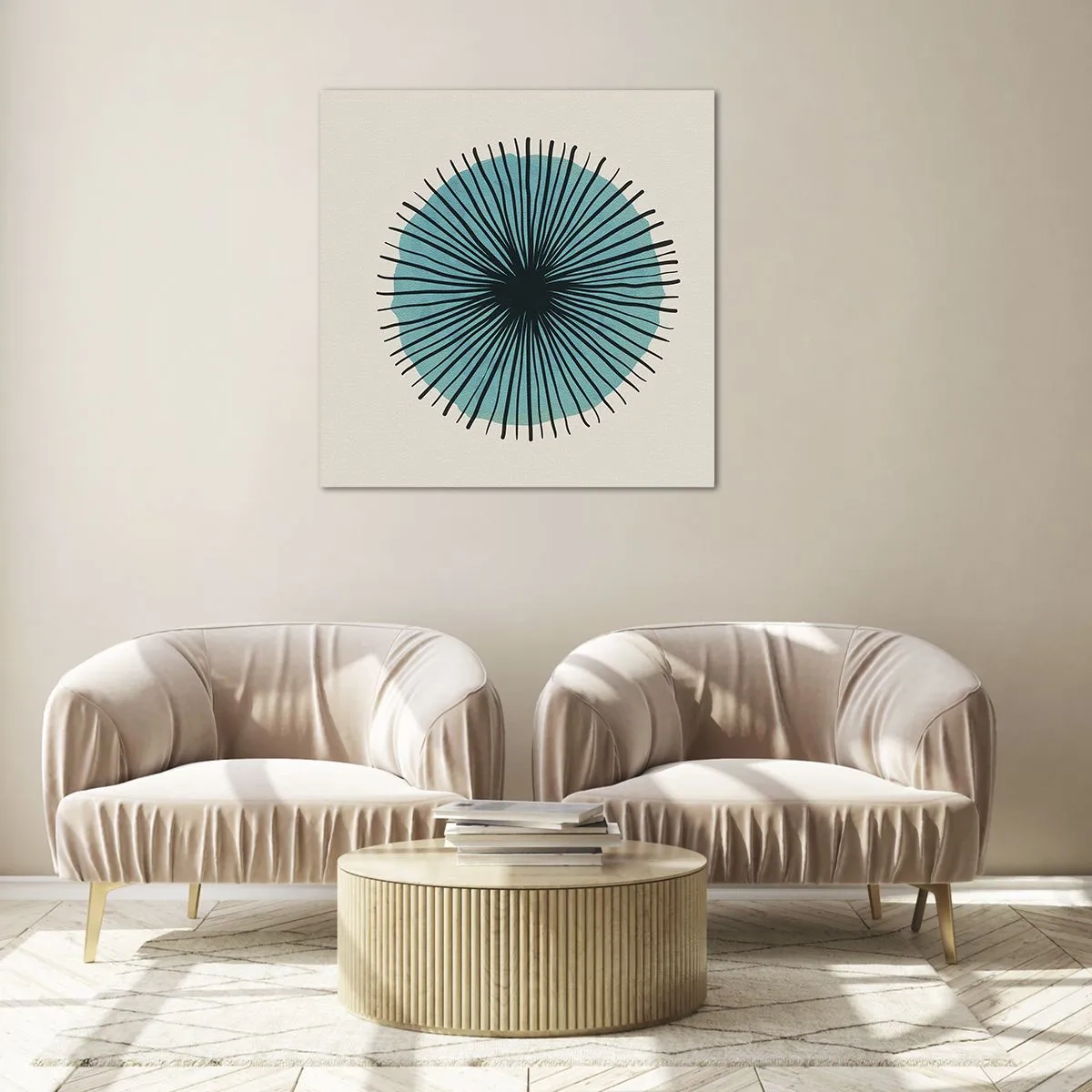 Glass picture - Rays on Blue - 30x30 cm