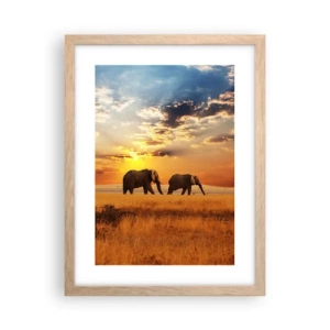 Poster in light oak frame - Family Walk - 30x40 cm