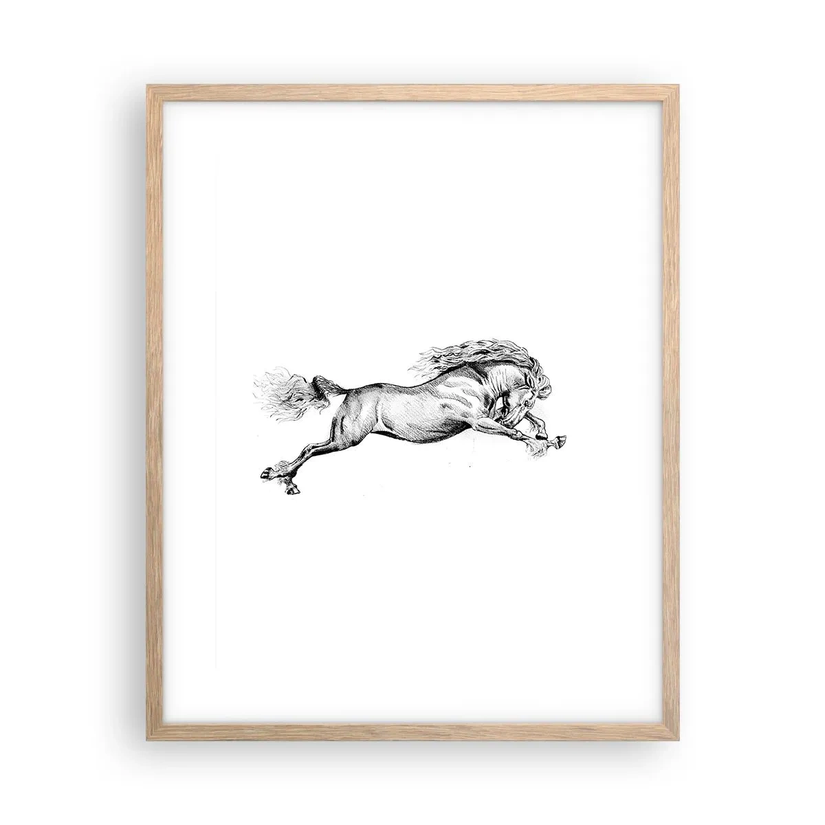 Poster in light oak frame - Stopped at a Gallop - 40x50 cm