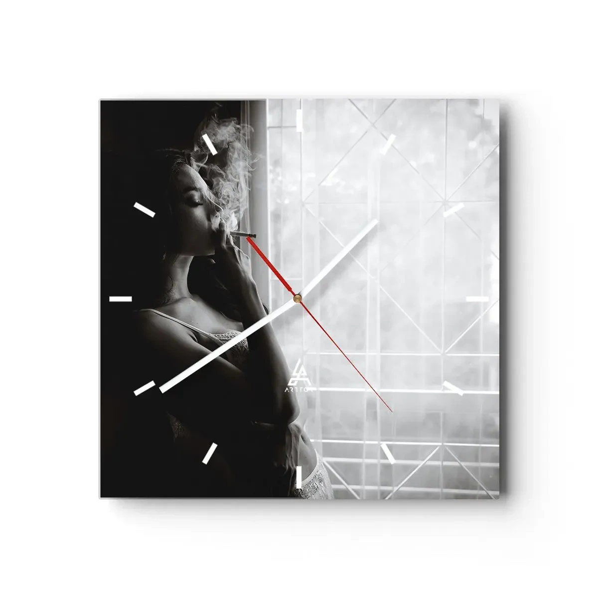 Wall clock - Clock on glass - Sensual Moment - 40x40 cm