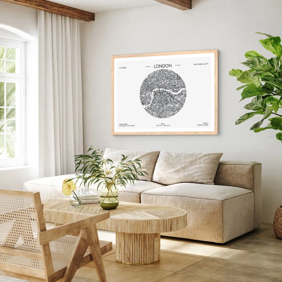 Poster in light oak frame - Anatomy of London - 100x70 cm