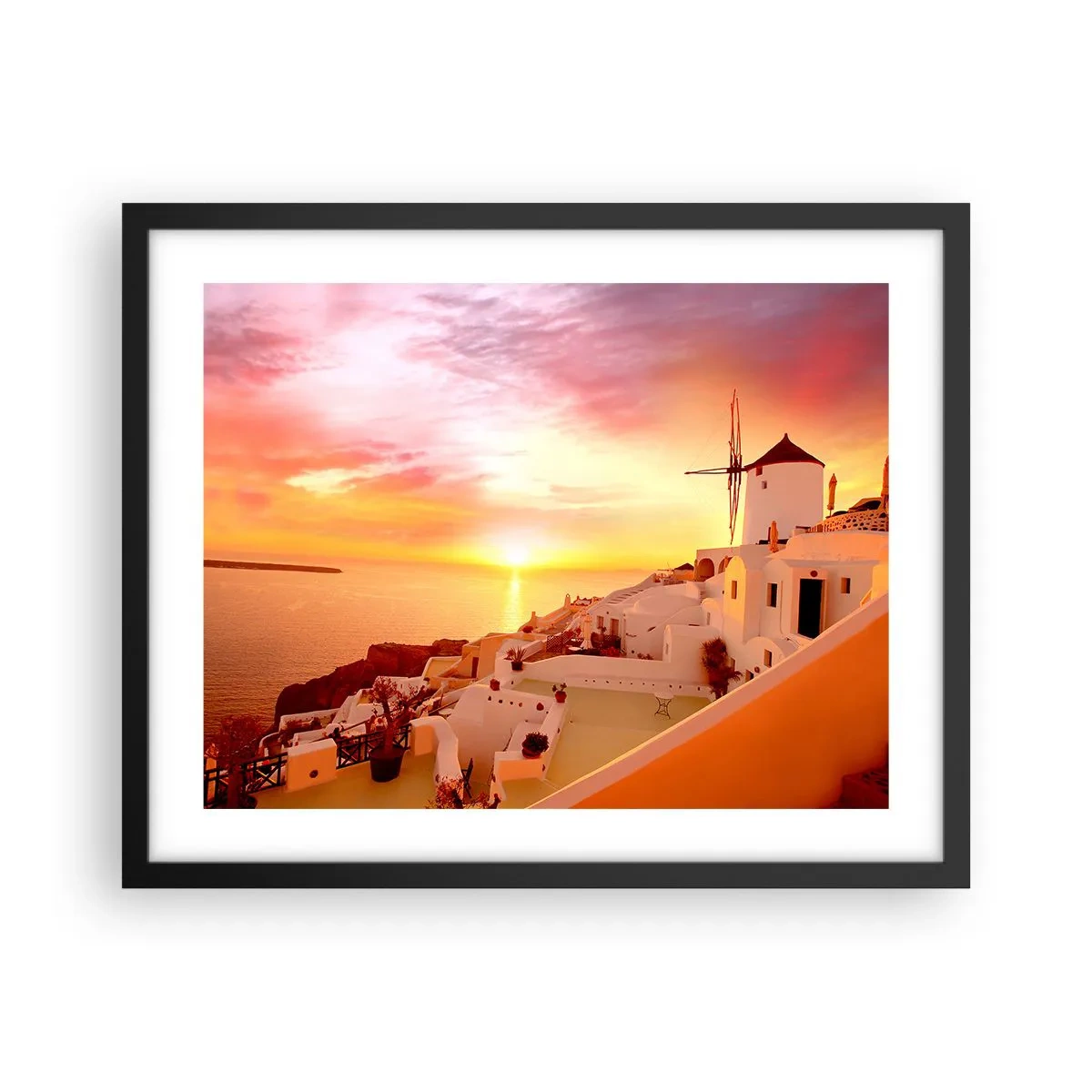 Poster in black frame - Melting in White and Gold - 50x40 cm