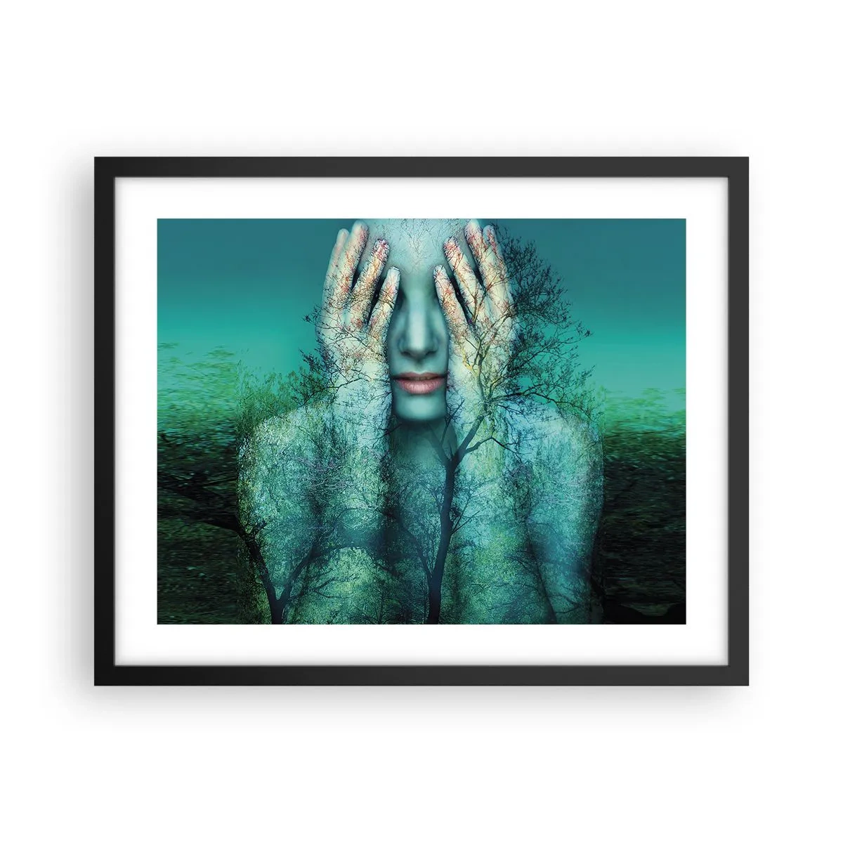 Poster in black frame - Submerged in Blue - 50x40 cm