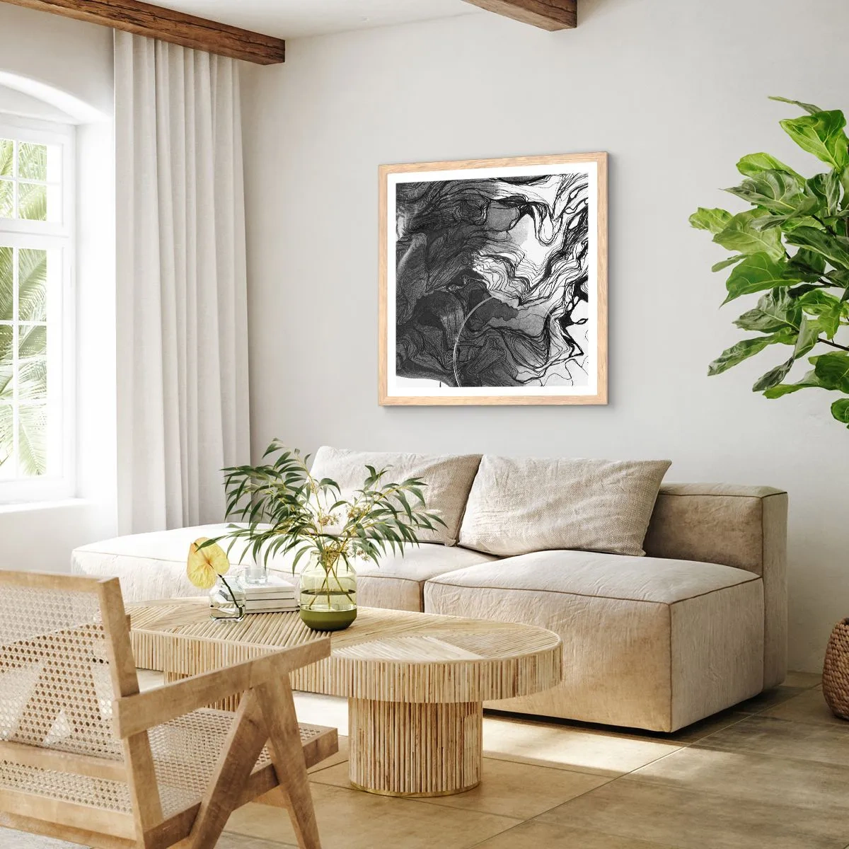 Poster in light oak frame - Wrapped up in Dreams - 30x30 cm