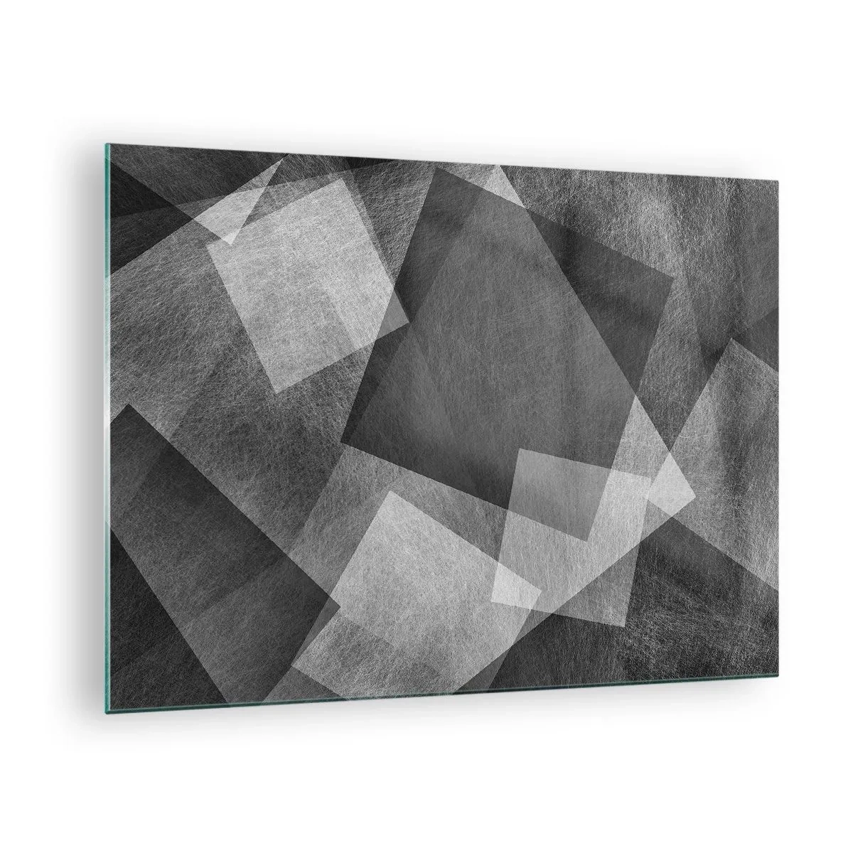 Glass picture - Geometric abstraction in shades of black, white and gray - 70x50cm - Eternal Symbol of Durability and Order - Modern wall decoration for the living room and bedroom ARTTOR
