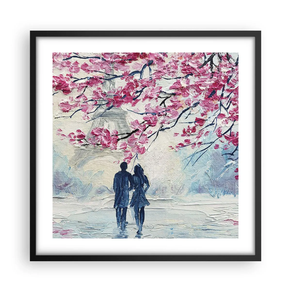 Poster in black frame - Romantic Walk - 50x50 cm