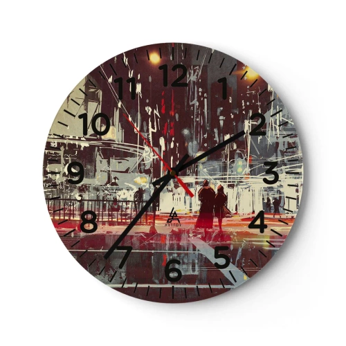 Wall clock - Clock on glass - Big City Trip - 40x40 cm