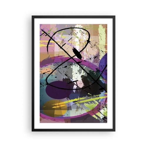 Poster in black frame - Abstract composition with geometric shapes - 50x70cm - Straight Ahead or Around - Modern wall decoration for the living room and bedroom ARTTOR