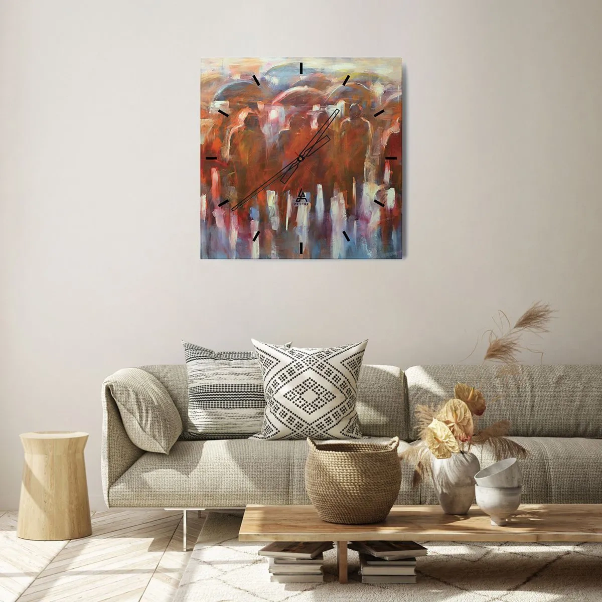 Wall clock - Clock on glass - Equal in Rain and Fog - 30x30 cm