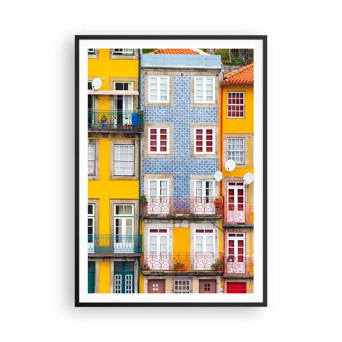 Poster in black frame - Colours of Old Town - 70x100 cm