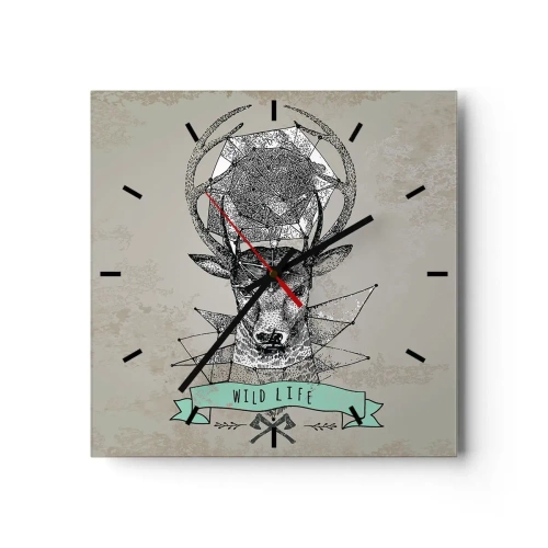Wall clock - Clock on glass - Vision of St Hubert - 30x30 cm