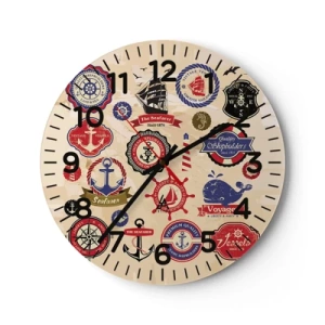 Wall clock - Clock on glass - Brotherhood of Yachts - 40x40 cm