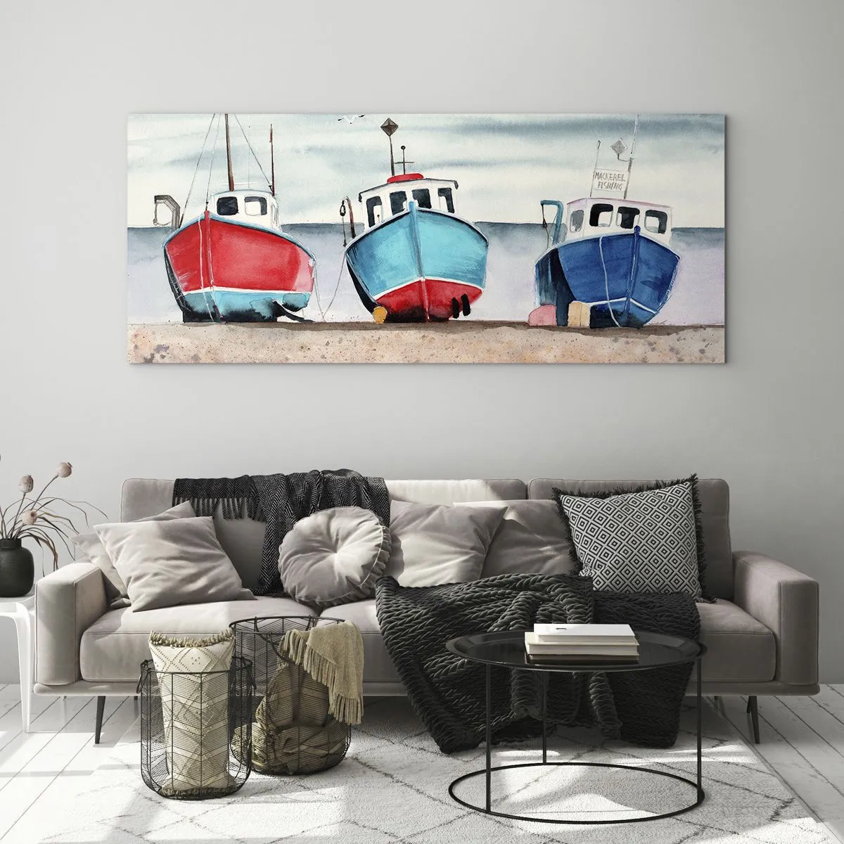 Glass picture - Ready for Fishing - 90x30 cm