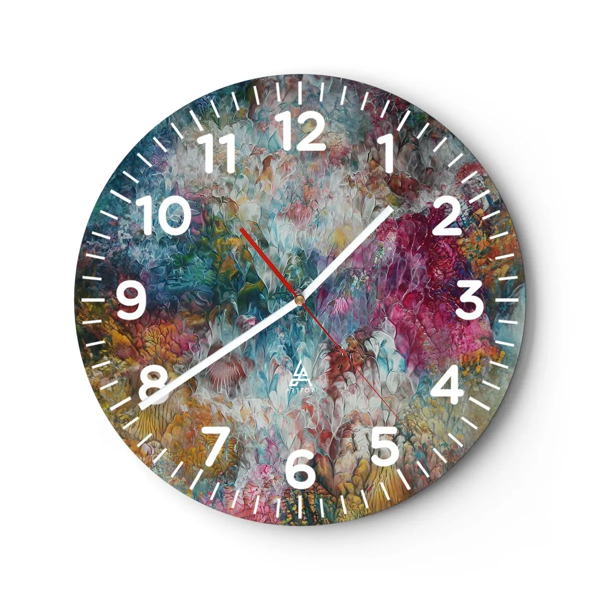 Wall clock - Clock on glass - In Full Bloom - 30x30 cm