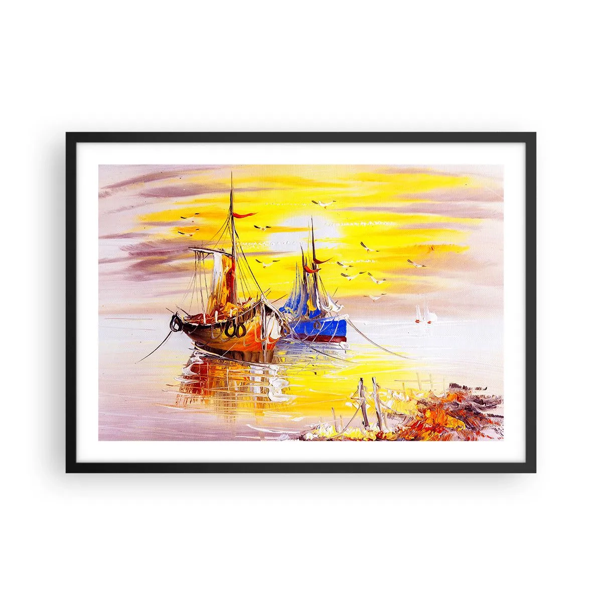 Poster in black frame - Deserved Rest in Port - 70x50 cm