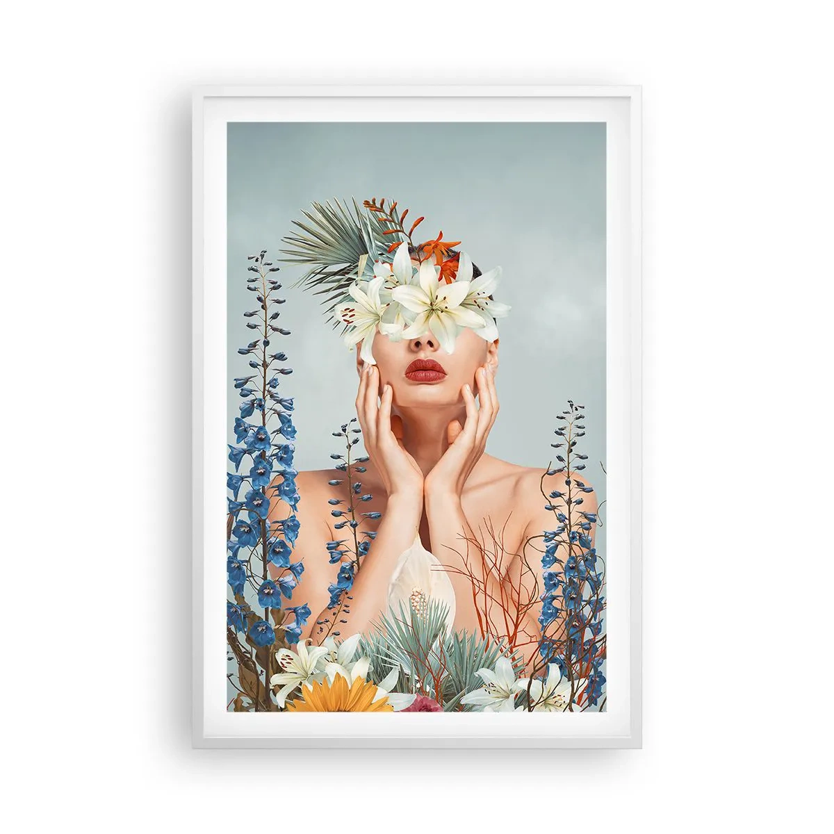 Poster in white frmae - Woman – Flower - 61x91 cm