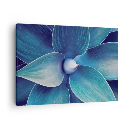 Canvas picture - Close-up of an abstract flower in shades of blue - 70x50cm - Blue from the Sky - Modern wall decoration for the living room and bedroom ARTTOR