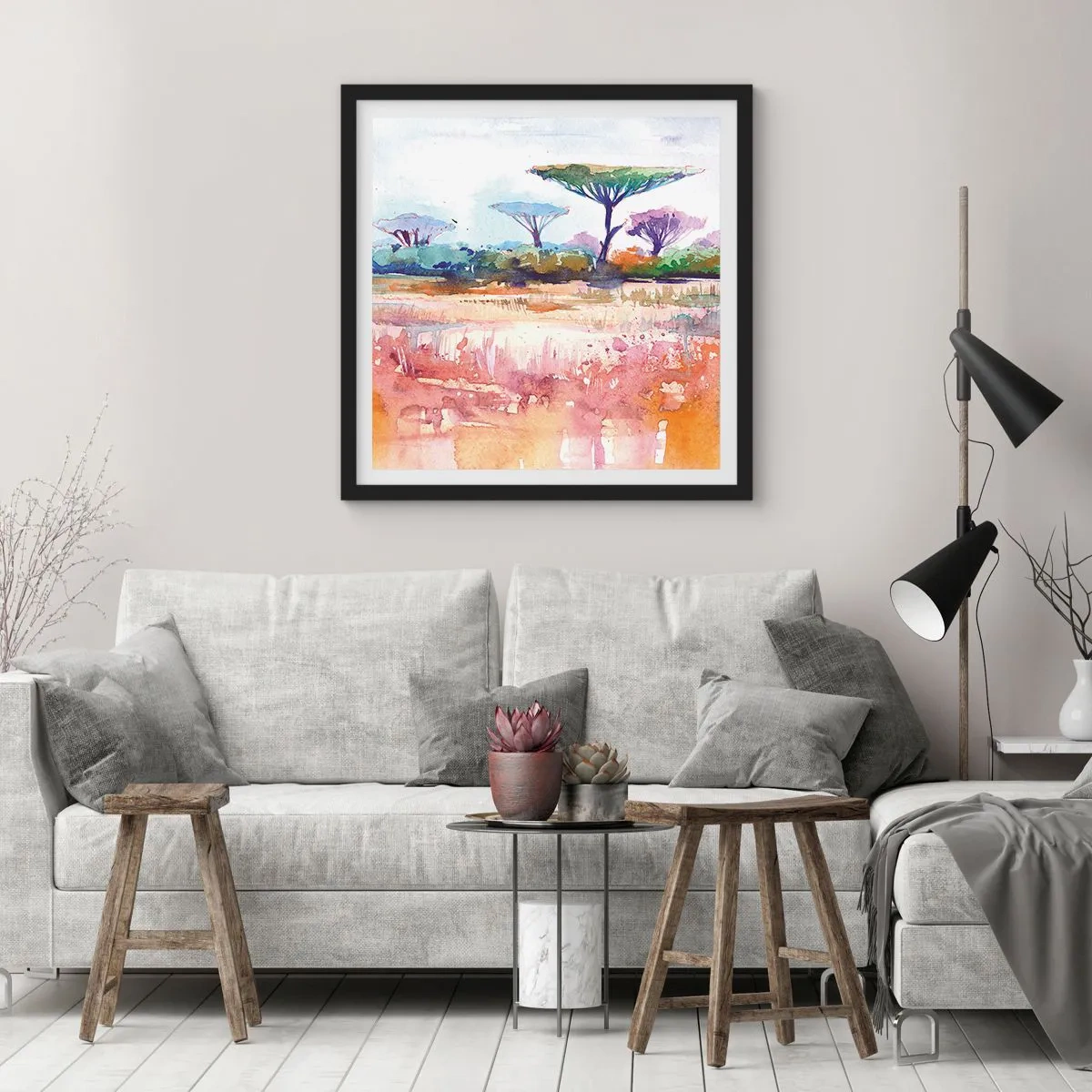 Poster in black frame - Colour of Savannah - 40x40 cm