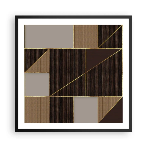 Poster in black frame - Mosaic of Brown and Gold - 60x60 cm