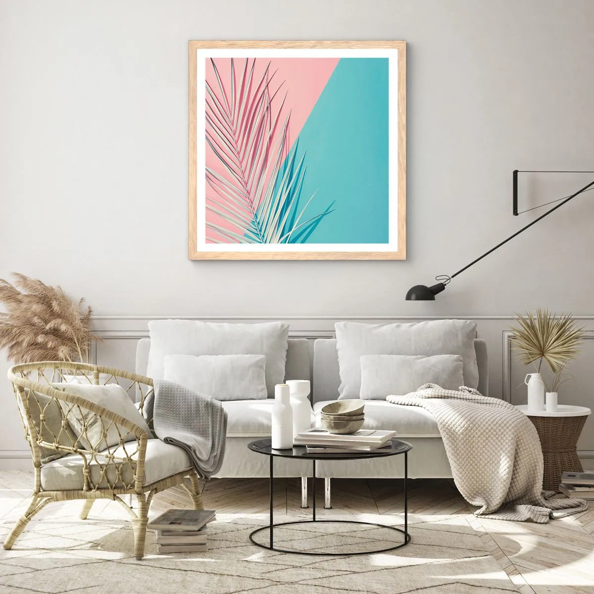Poster in light oak frame - Tropical impression - 40x40 cm