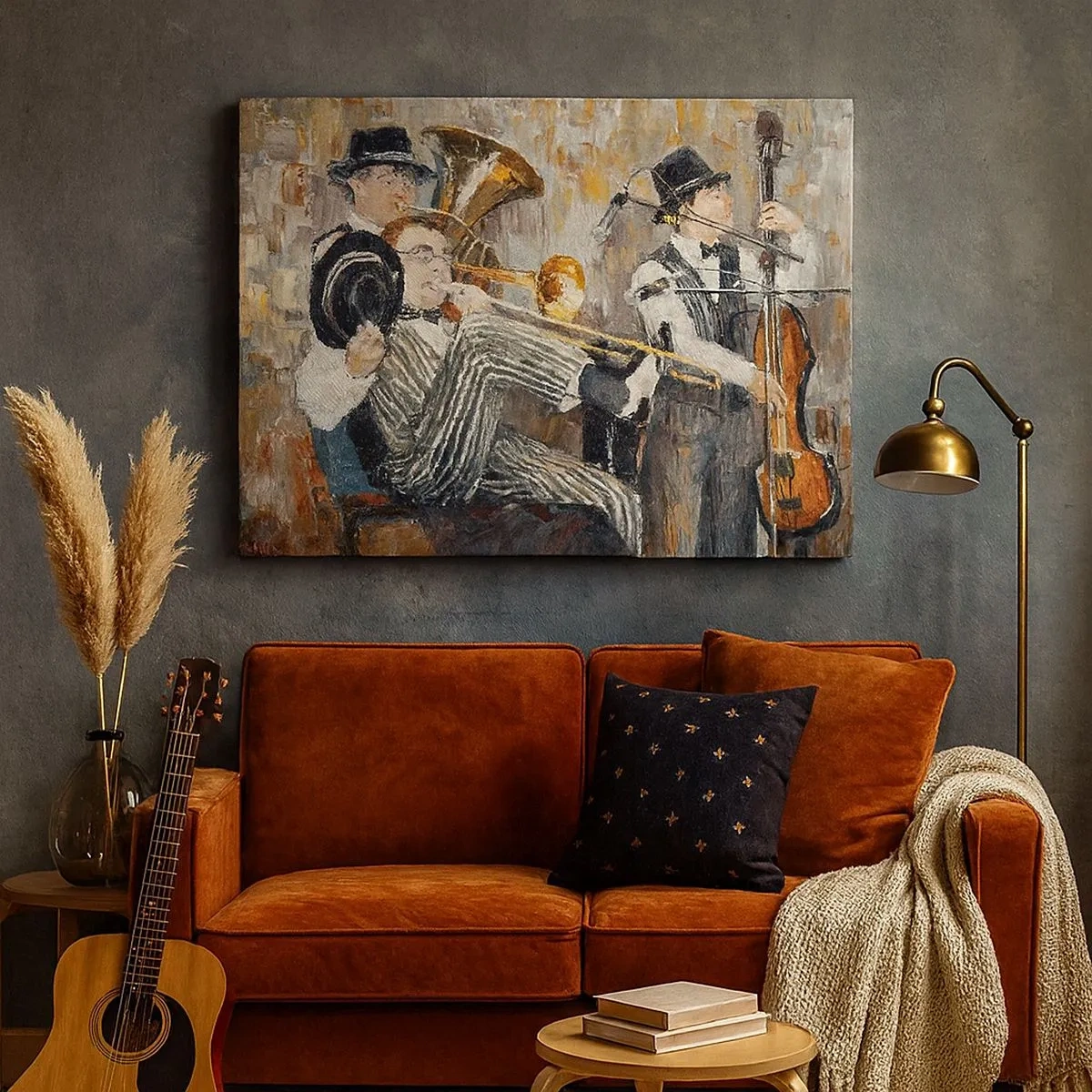 Canvas picture - Jazz musicians in a painterly style during a concert - 70x50cm - All That Jazz - Modern wall decoration for the living room and bedroom ARTTOR