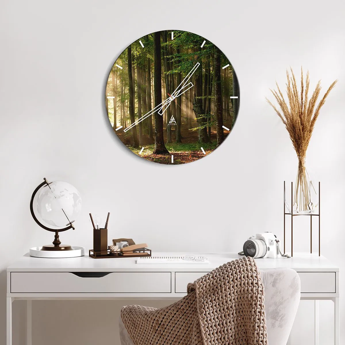 Wall clock - Clock on glass - Beaming in Spring Morning - 40x40 cm