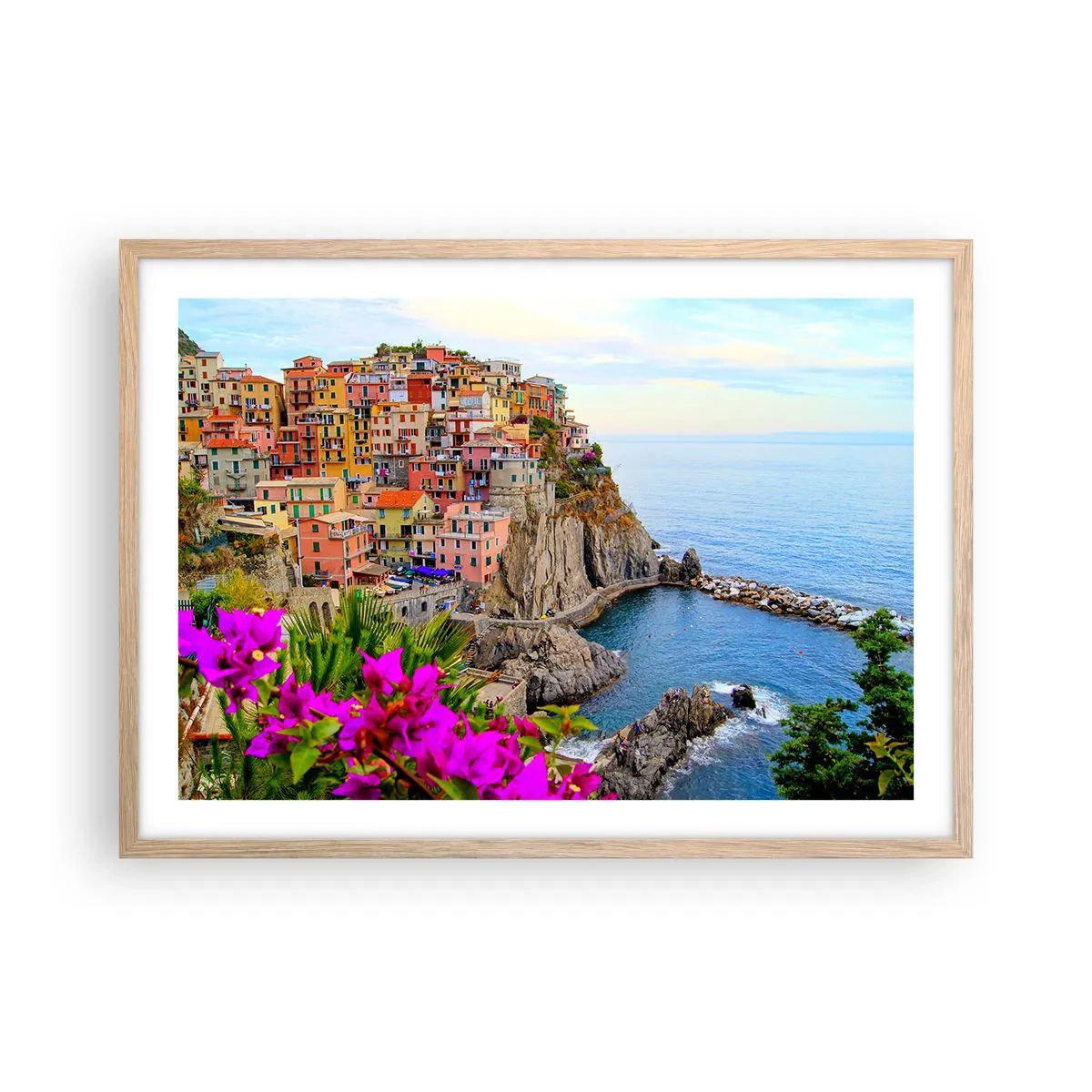 Poster in light oak frame - Laughing City - 70x50 cm