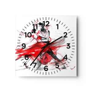 Wall clock - Clock on glass - Tango - Rhythm of Passion - 40x40 cm