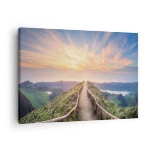Canvas picture - A picturesque path on a hill with a view of the sunset - 70x50cm - Close to Heaven - Modern wall decoration for the living room and bedroom ARTTOR