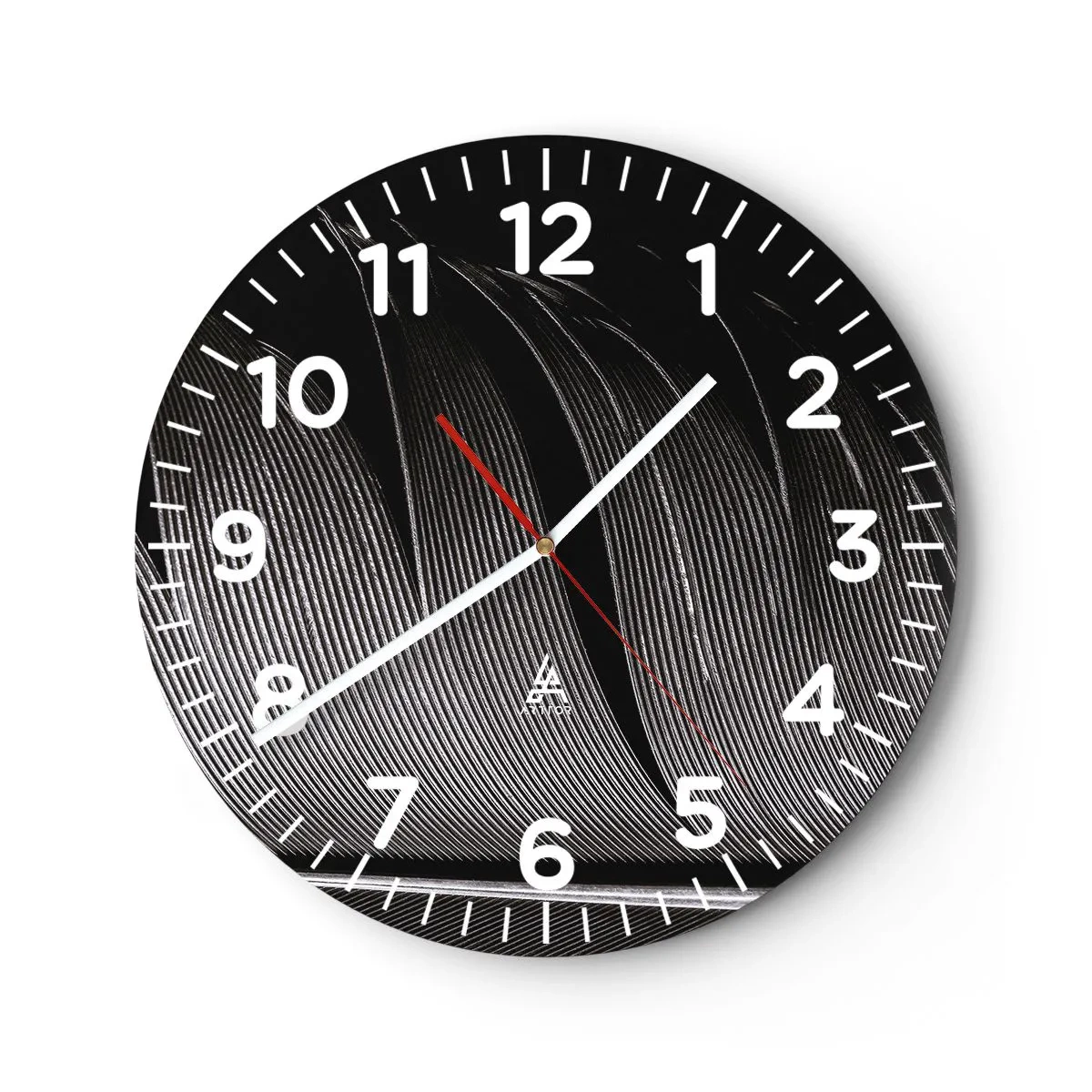 Wall clock - Clock on glass - Feather - Wonderful Constract - 40x40 cm