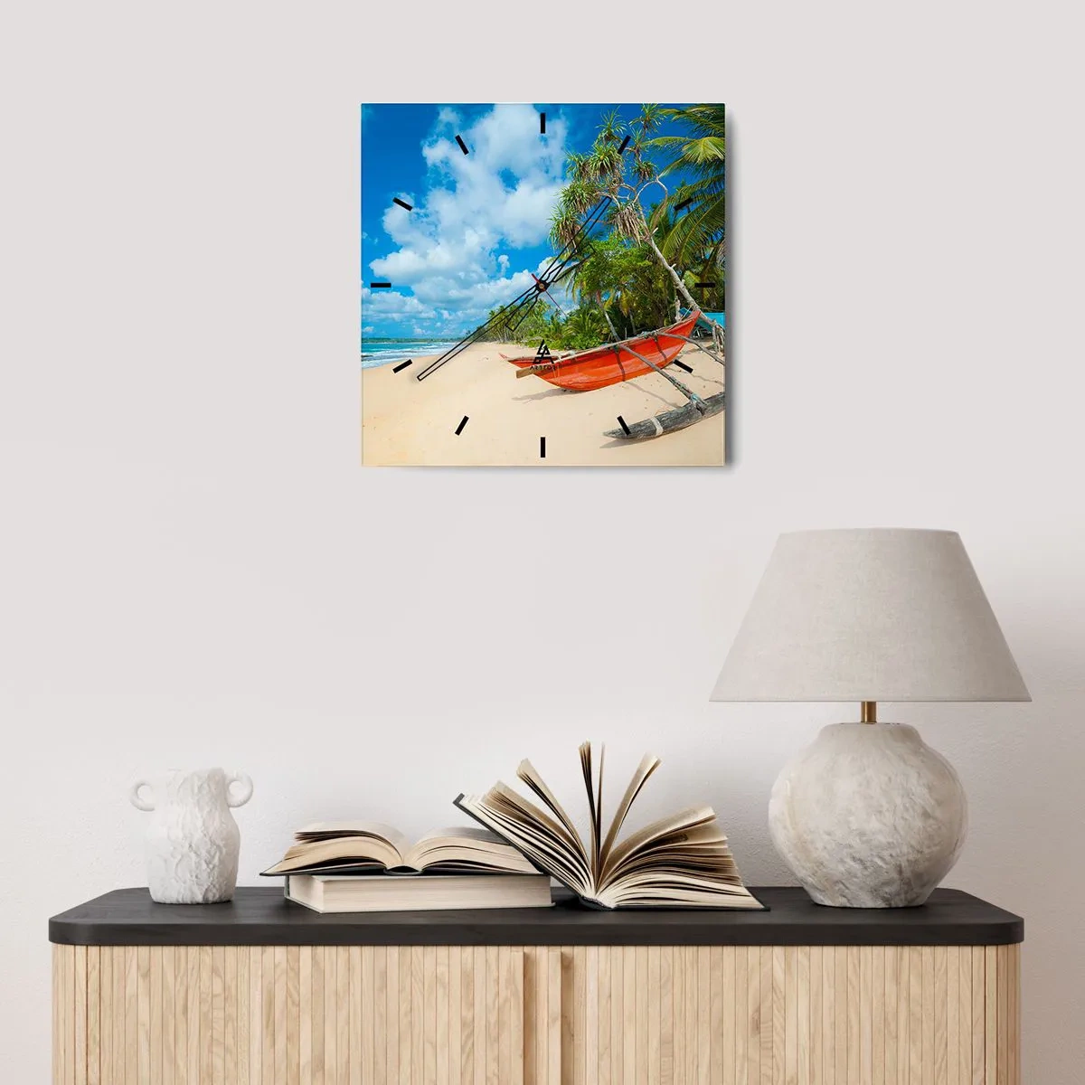 Wall clock - Clock on glass - Charm of the Tropics - 30x30 cm