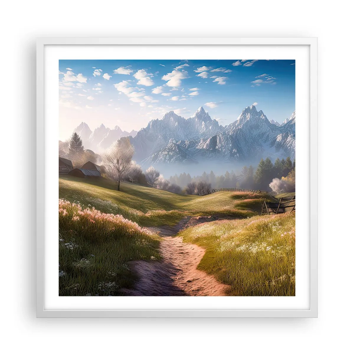 Poster in white frmae - Quiet Valley - 60x60 cm