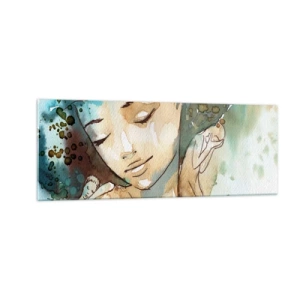 Glass picture - Lady in Blue - 140x50 cm