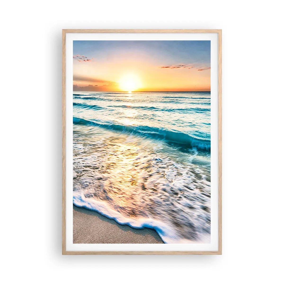 Poster in light oak frame - Sunset View - 70x100 cm