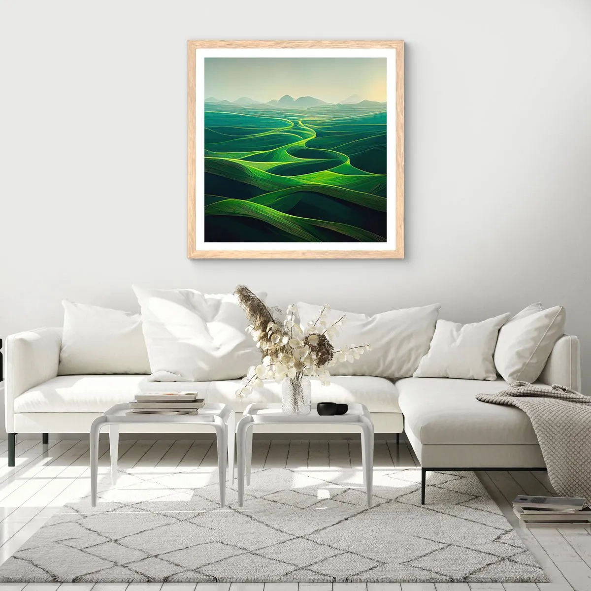 Poster in light oak frame - In Green Valleys - 60x60 cm